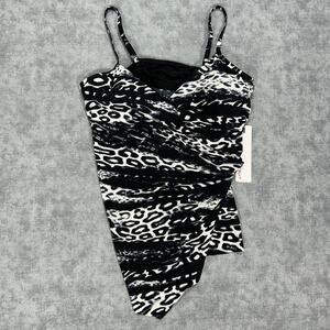 Magicsuit black cheetah print tankini top swimwear beach slimming womens 14